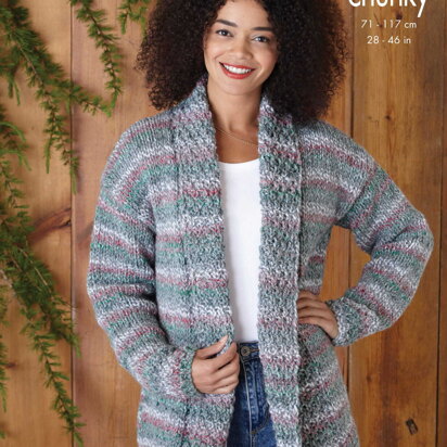 Jacket and Sweater Knitted in King Cole Super Chunky - 5779 - Downloadable PDF