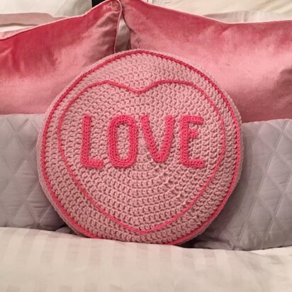 Crochet Love Heart Cushion