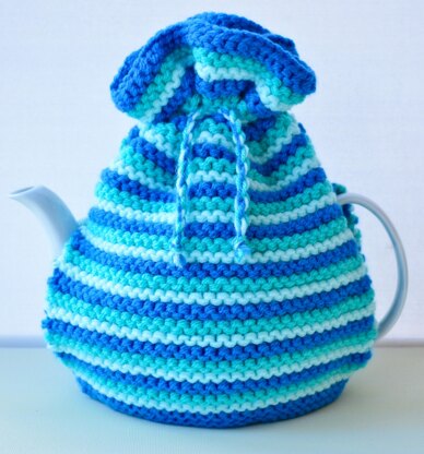 Ocean Blue 4 Cup Teapot Cosy Knitting Pattern