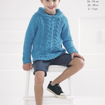 Sweaters in King Cole Big Value Recycled Cotton Aran - 4139 - Downloadable PDF