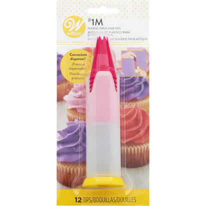 Wilton Pop-Up Piping Tip Dispenser with 12 Disposable Piping Tips, Tip 1M