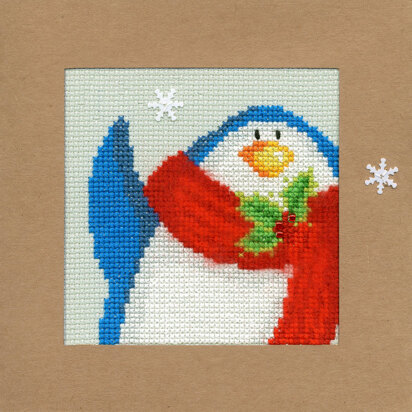 Bothy Threads Snowy Penguin Christmas Card Cross Stitch Kit - 10cm x 10cm