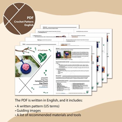 Carnation Pouch Bag Charm