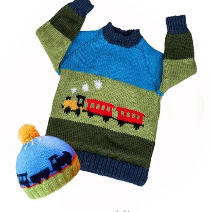 Steam train sweater and hat