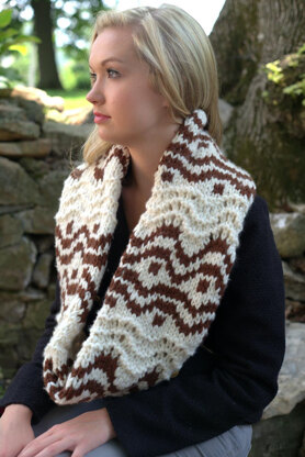 Fairisle Lace Cowl in Plymouth Yarn De Aire - F547 - Downloadable PDF