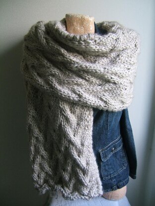 Giant Travelling Cable Wrap Knitting pattern by Lorraine Hearn | LoveCrafts