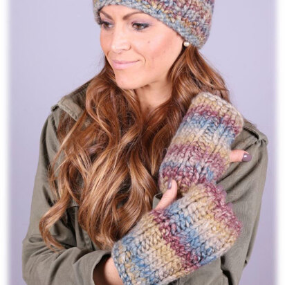 Headbands & Mitts Set in Plymouth Yarn Cannoli - 3041 - Downloadable PDF