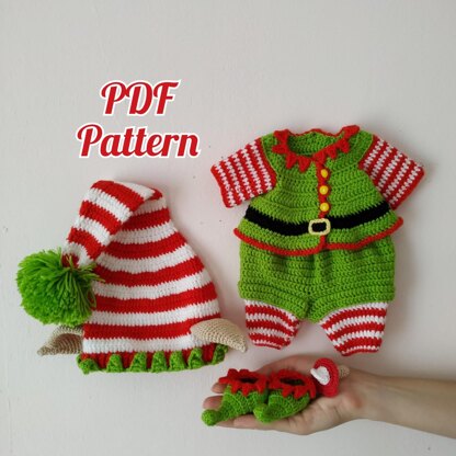 Christmas crochet Lulu doll pattern, amigurumi christmas pattern, Christmas Elf crochet, 12,6 inch/32 cm (English, Deutsch, Français)