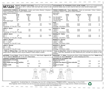 McCalls Pattern M7220 Misses' Pioneer Costumes from £10.50