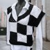 Wednesday Chessboard Crochet Vest