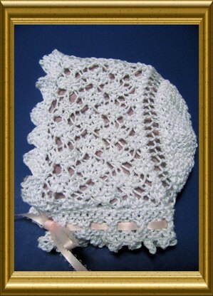 Victorian Diamond Lace Baby Bonnet