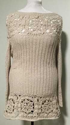Lace Motif Tunic Sweater