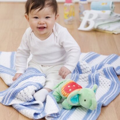 Knit Garter Stripe Baby Blanket in Red Heart Soft Baby Steps Solids - WR1632 - knitting pattern