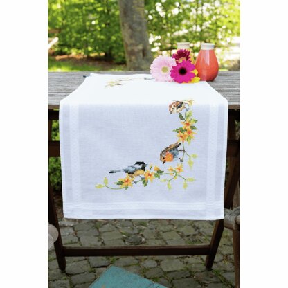 Vervaco Songbirds Embroidery Table Runner Kit - 16in x 40in (40cm x 100cm)