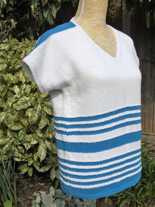2 Tone Striped V Neck Sweater
