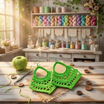 Crochet leaf earrings pattern