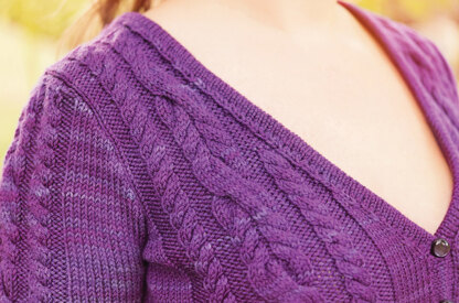 Amara Cabled Cardigan in SweetGeorgia Superwash DK - Downloadable PDF