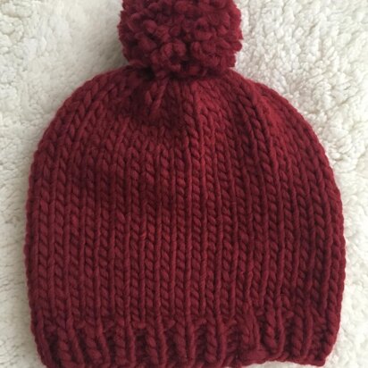 Red Chunky Hat - knitting pattern