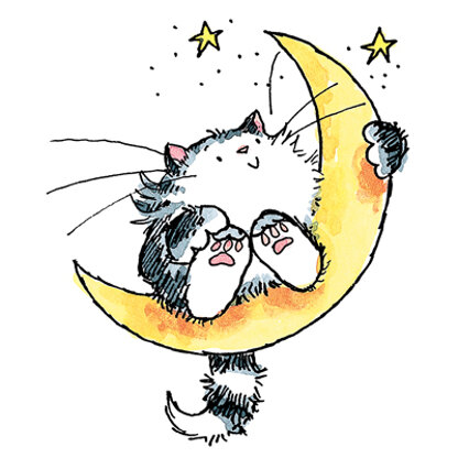 Penny Black Mounted Rubber Stamp 2.5"X3" - Cat On The Moon