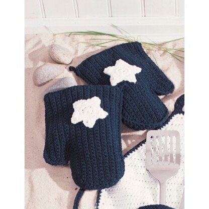 Star Oven Mitts in Lily Sugar 'n Cream Solids