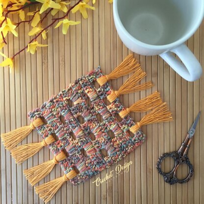 Mug Rug / Coaster with Fringes Crochet Pattern