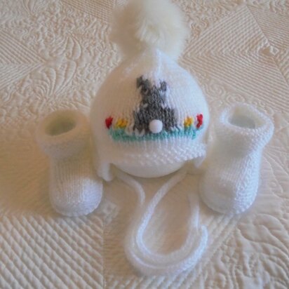 Baby Bunny  Hat And Booties