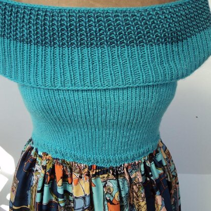 Knit & Sew Strapless Maxi Dress Pattern with Shoulder Cowl - knitting pattern