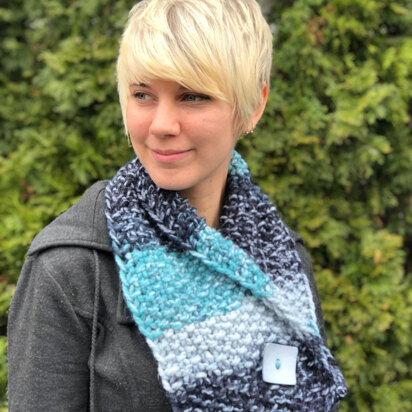 Button Scarf  in Plymouth Yarn Mega Cakes - F864 - Downloadable PDF