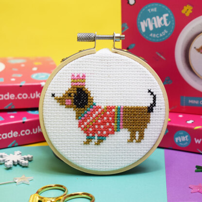 The Make Arcade Sausage Dog Cross Stitch Kit