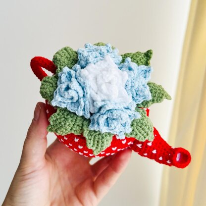 Crochet flower teapot, amigurumi teapot