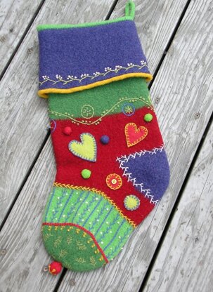 Felted Crazy Quilt Holiday Stocking