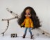 Yellow sweater for 12" dolls knitted flat