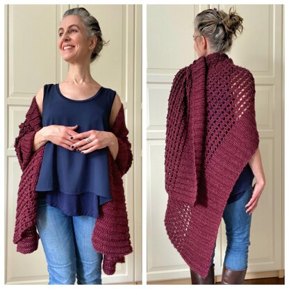 Easy Wrap Shawl Crochet Pattern: Wrapped In Red Wrap Shawl