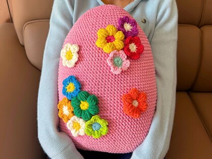 Egg Pillow with 3D Flowers