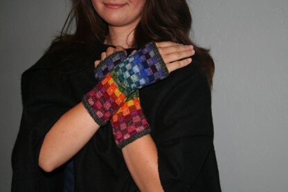 Mosaic Happy Fingerless Gloves