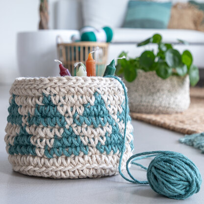 Volano Basket in Hoooked Jute - Downloadable PDF