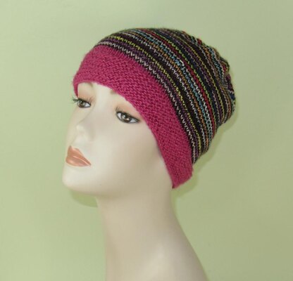 Himalaya Stripe Beanie Hat Circular knitting pattern