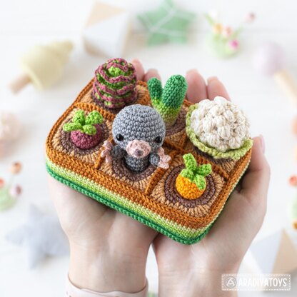 5-in-1 vegetable patch crochet pattern amigurumi by AradiyaToys mini kingdom mushroom gnome crochet tutorial DIY PDF file bunny garden girl by AradiyaToys (Olka Novytska)