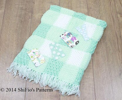 Gingham Afghan Blanket Crochet Pattern #173