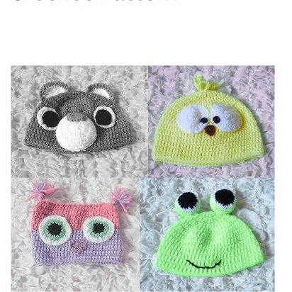 Crochet pattern Baby Animal Hats UK & USA Terms #171