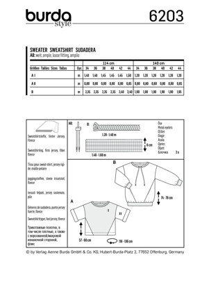 Burda Style Misses' Sweatshirt â€“ T-Line with Interesting Seam Lines B6203 - Paper Pattern, Size 8-18