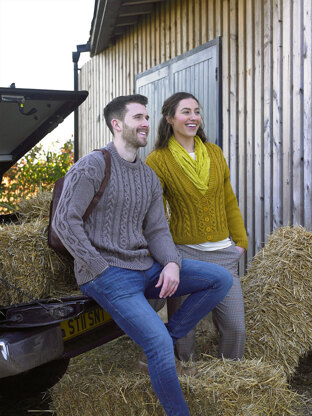 Cardigan & Sweater in James C. Brett Croftland Aran - Leaflet