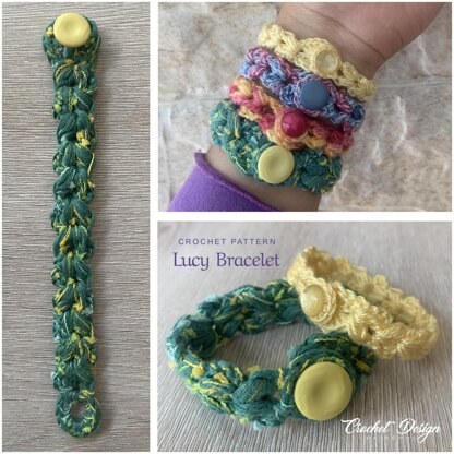 Crochet Lucy bracelet crochet pdf pattern for beginners / Crochet Cuff boho style