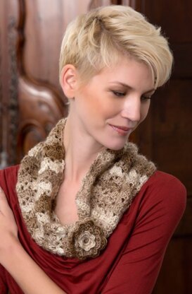 Flowered Cowl in Red Heart Boutique Unforgettable - LW4079