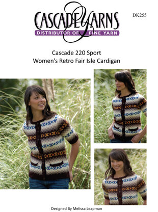 Women's Retro Fair Isle Cardigan in Cascade 220 Sport - DK255