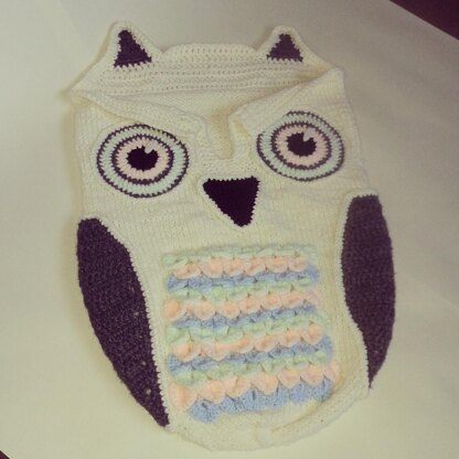 Baby Cocoon with Owl Crochet Details