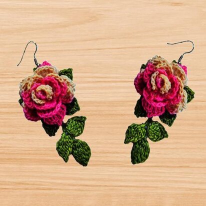 Crochet 3 d flower earrings