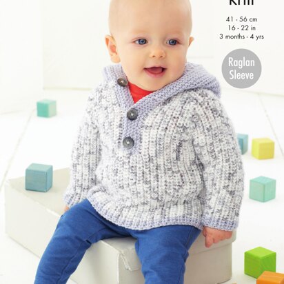 Coat, Hat & Sweater With Hood in King Cole Cherish Dash DK & Cherished DK - 5585 - Downloadable PDF