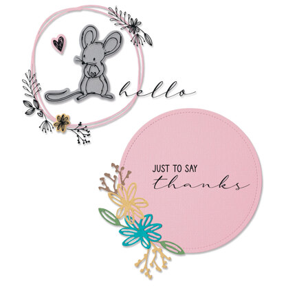 Sizzix Framelits Die Set 8PK w/Stamps - Hello Mouse by Lisa Jones