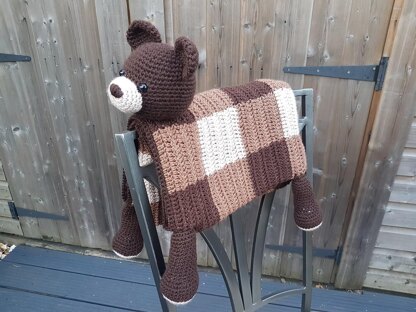 3in1 Woodland Bear Folding Baby Blanket Toy Lovey